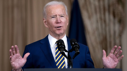 President Joe Biden talks at the State Department in Washington, Feb. 4, 2021. (Stefani Reynolds/The New York Times)